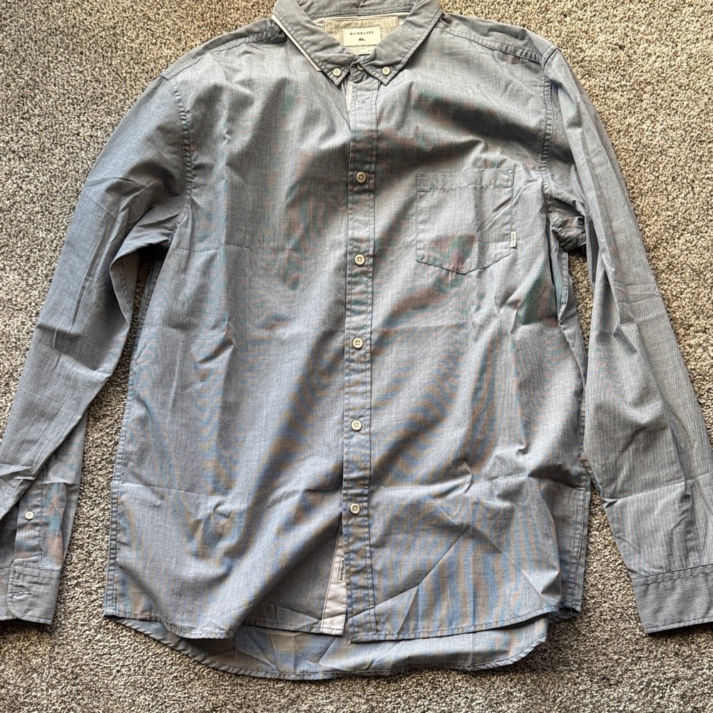 Quiksilver Men's Blue Button-Down Shirt XL